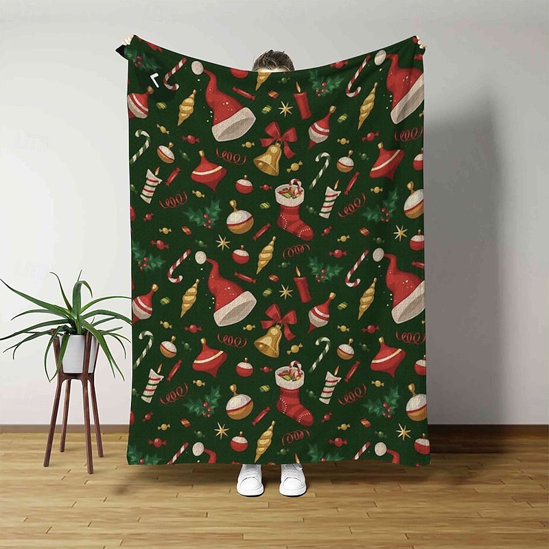 Christmas Flannel Blanket, Soft Cozy Throw Blanket for Sofa Couch, Lightweight Nap Blanket, Holiday Festival Decorative Blanket, Best Seller Gift