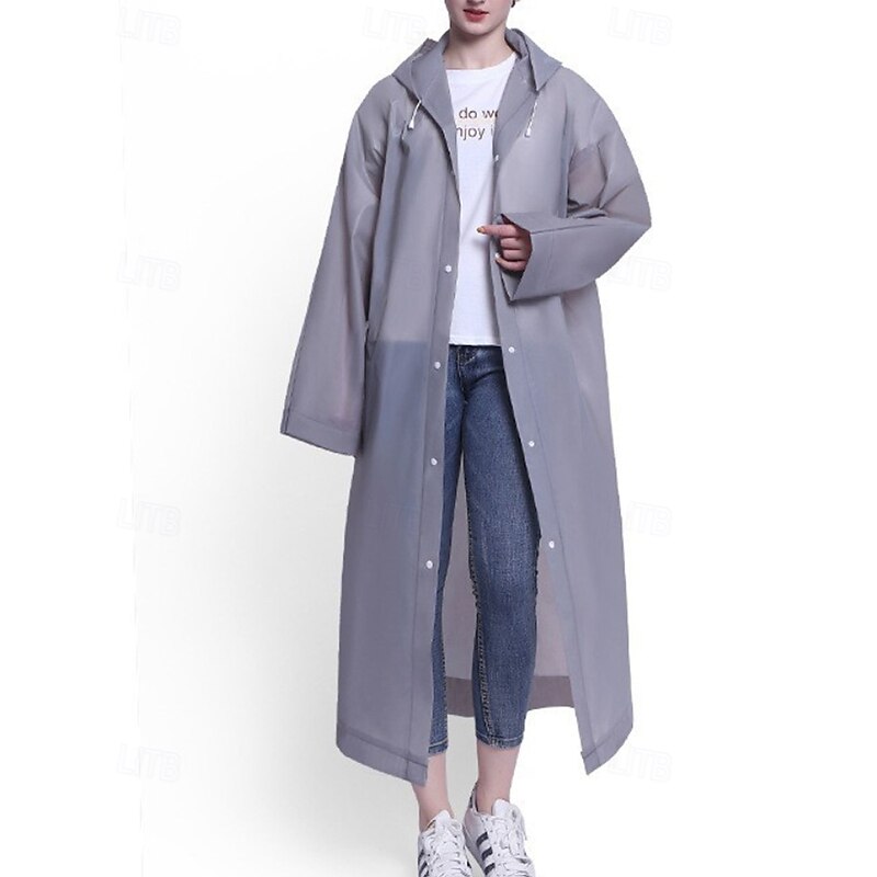 Women's Cloak / Capes Waterproof Windproof Buttons Casual Plain Vacation Street Daily Wear Going out Long Hooded Regular Fit Long Sleeve Outerwear White Yellow Blue Fall Winter