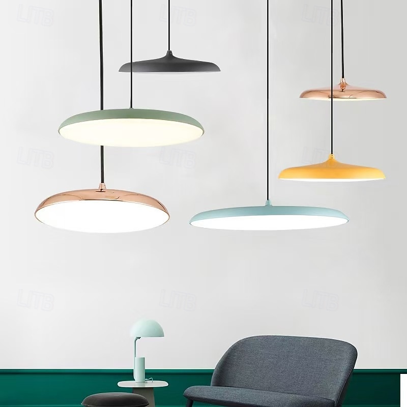 Pendant Light, Nordic Iron Art Hanging Lamp Ceiling Lighting Fixture, Modern Flat Design LED Wrought Iron Chandelier for Bedroom Dinning Room Study3