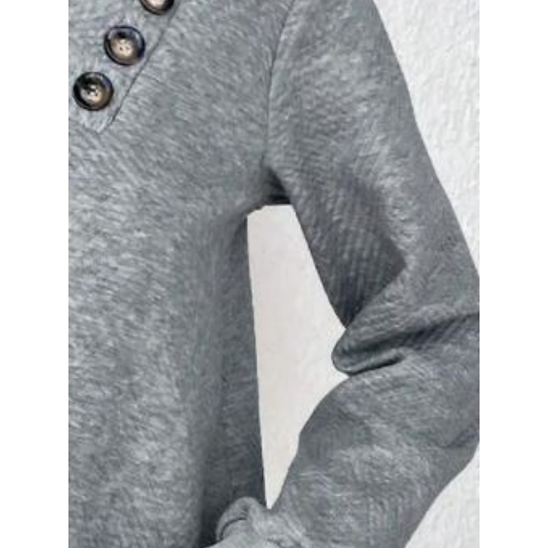 Women's Pullover Sweatshirt Plain Casual Long Sleeve V Neck Regular Tops Street Dailywear Gray Fall Winter4