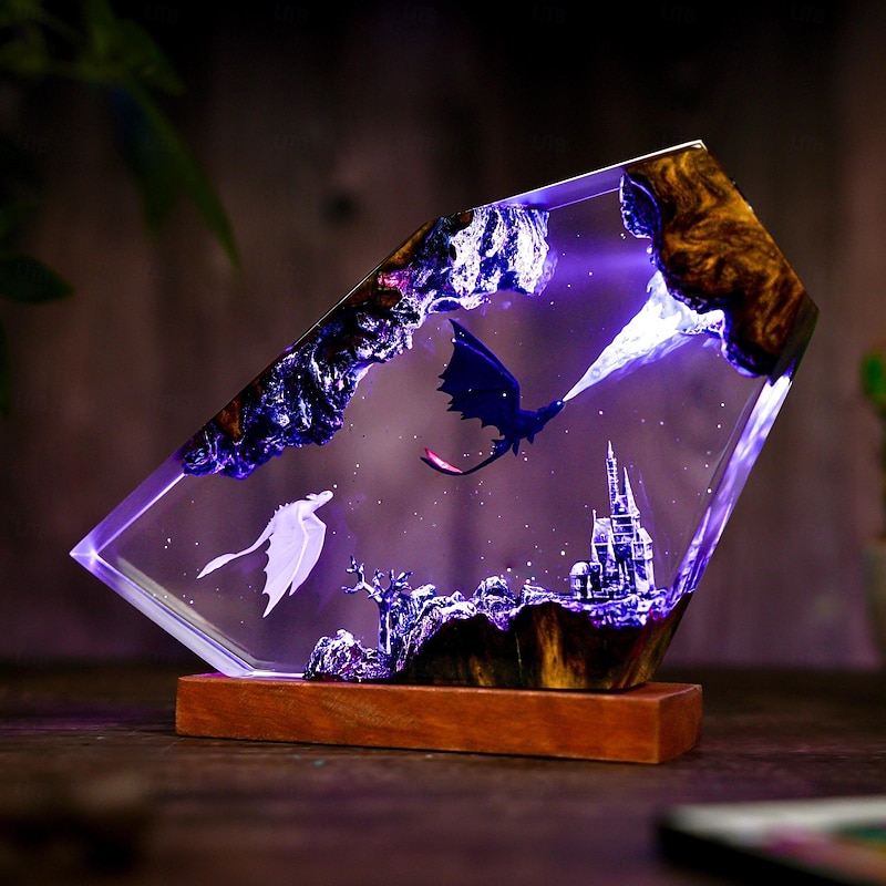 Dragon Epoxy Night Light, 3D Dragon Table lamp, Handmade Resin lamp, Home Decor, Gift for him, Father, Birthday Gift, Unique Gift2