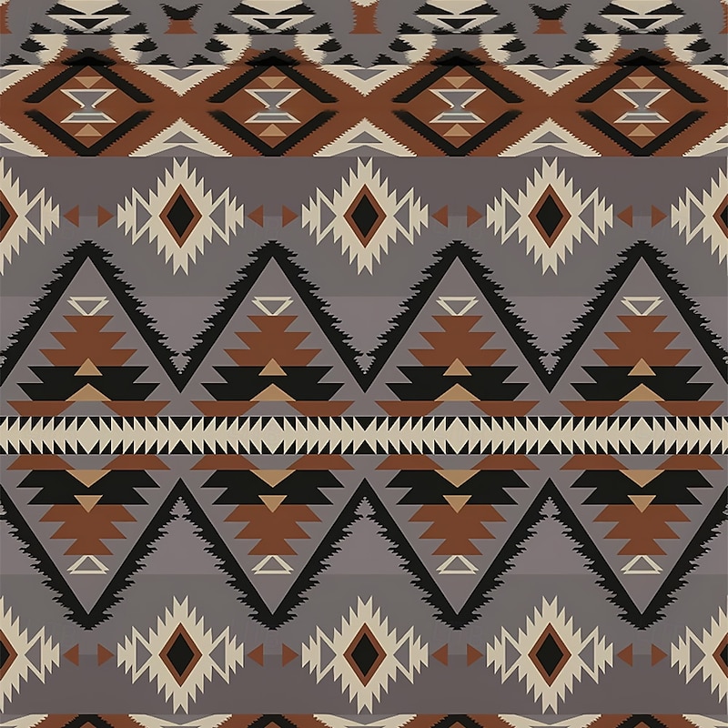 Men's Tribal Hoodie Sweatshirt Ethnic Cowboy Crew Neck Home Streetwear Blue Brown Drawstring Fall Winter Designer3