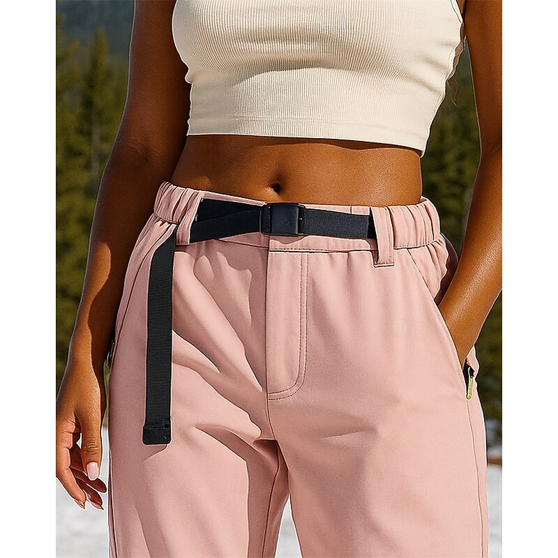 Women's Hiking Pants Trousers Waterproof Hiking Pants Hiking Trousers Fleece Pants Winter Outdoor Regular Fit Waterproof Windproof Warm Pants / Trousers Elastic Waist Black Pink Camping / Hiking3