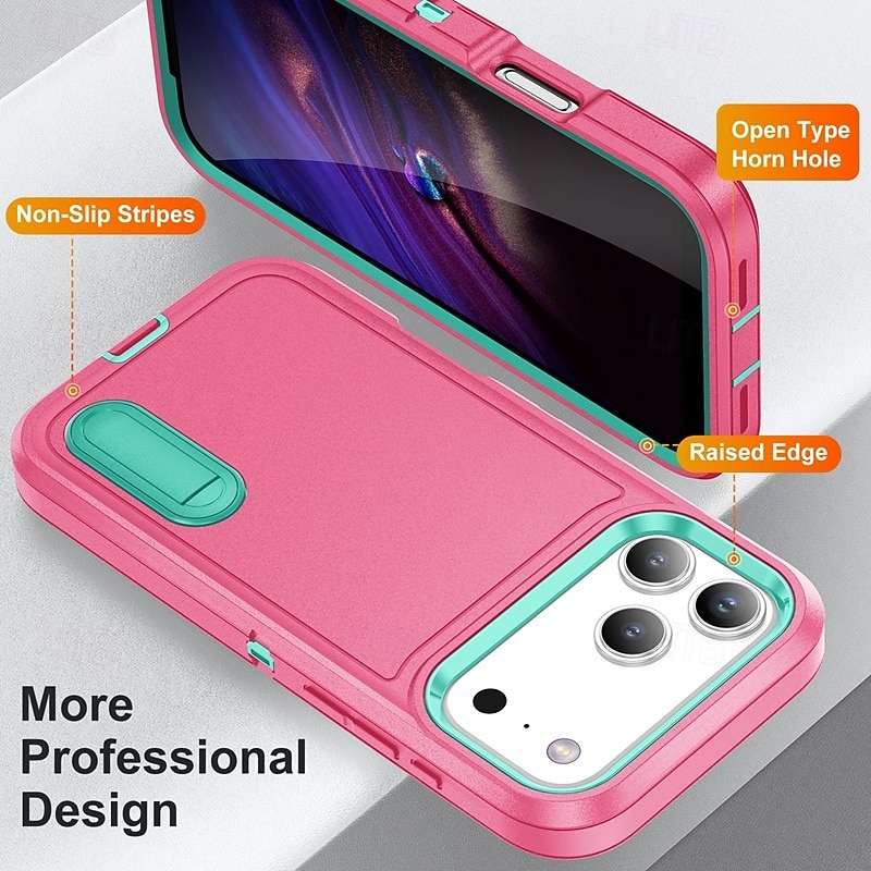 Phone Case For iPhone 17 Air 16 15 14 Pro Max Plus 16e 13 Pro Max Back Cover Kickstand Shockproof Retro TPU PC2
