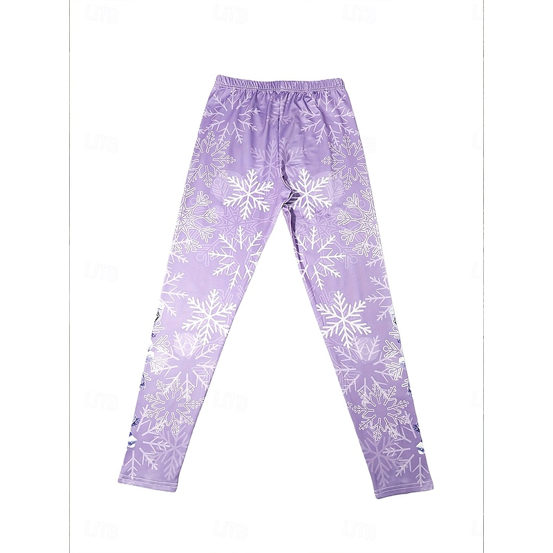 Women's Leggings Vacation Vintage Fashion Full Length High WaistPantsUgly Christmas Graphic Snowman Snowflake Printing Soft Breathable High Elasticity Vacation Street Causal Light Purple Fall Winter2
