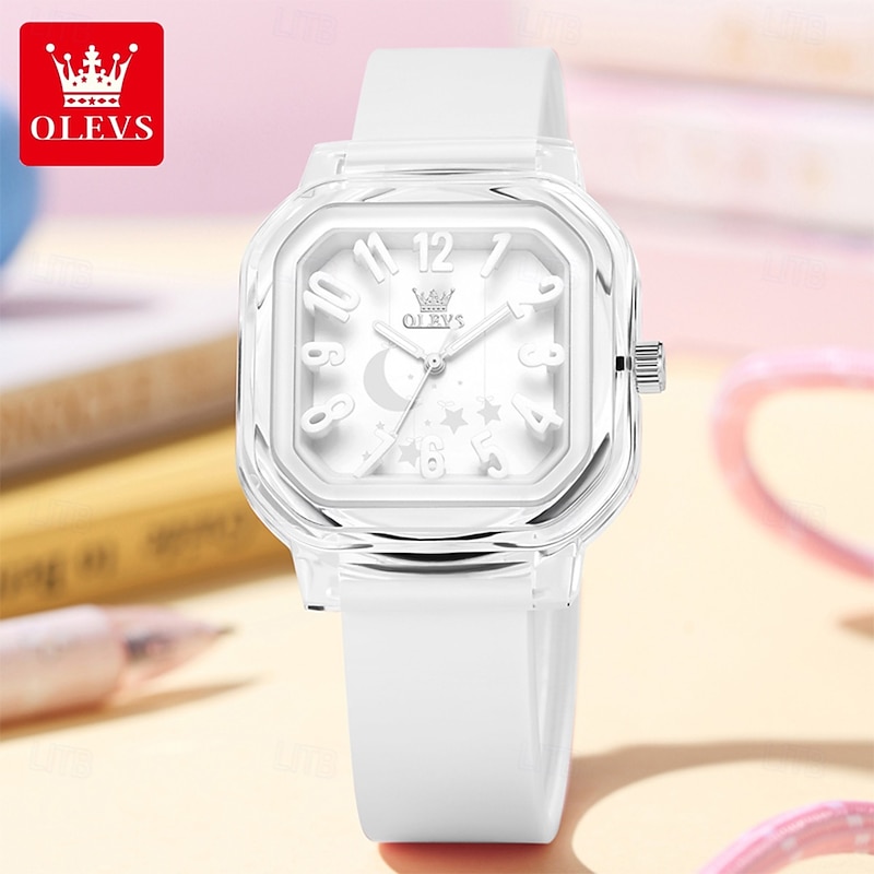 OLEVS Women Quartz Watch Luxury Large Dial Fashion Business Luminous Waterproof Decoration Silicone Watch