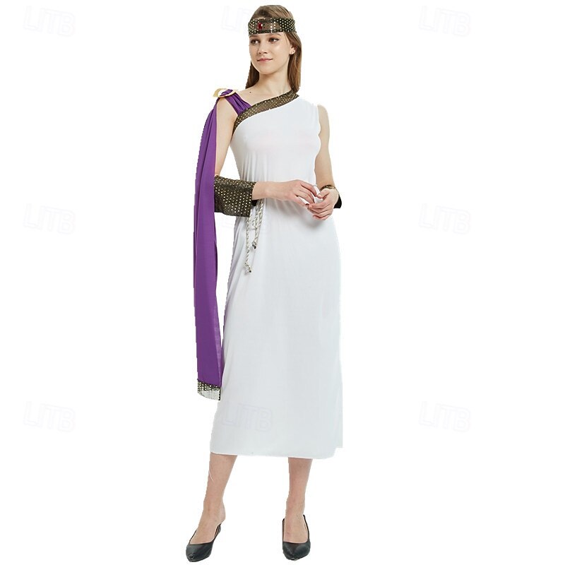Ancient Greek Roman Dress Fancy Costume Chiton Goddess Fancy Dress Women's Fantasy Halloween Carnival Performance Adults Dress Belt Headband2