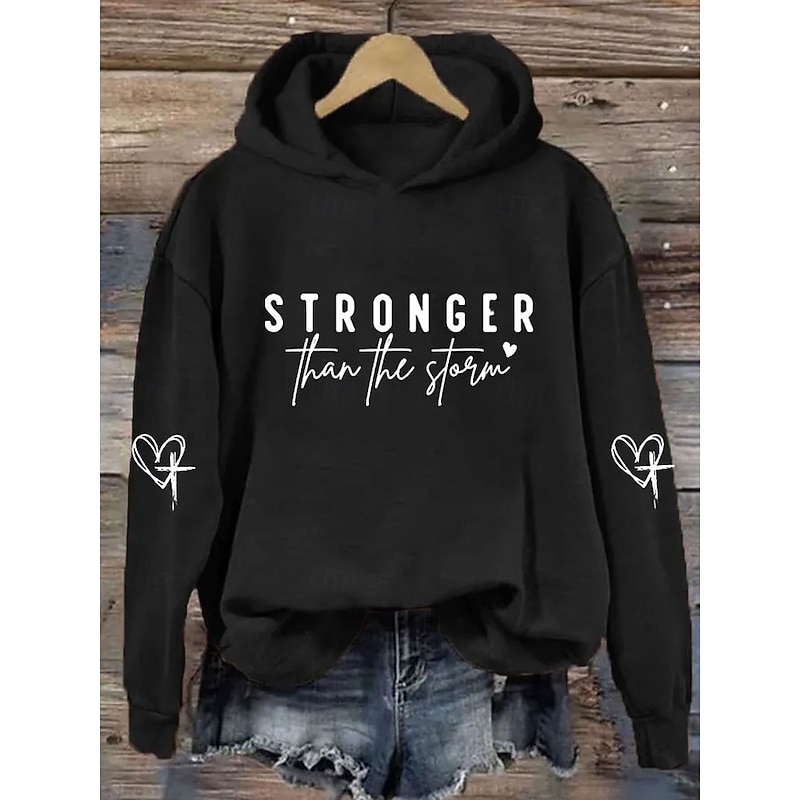 Women's Pullover Hoodie Sweatshirt Graphic Letter Casual Long Sleeve Hooded Regular Tops Party Evening Wear Street Dailywear Black White Blue Orange Spring Fall Winter4