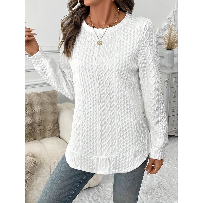 Women's Pullover Sweatshirt Casual Long Sleeve Crew Neck Regular Tops White Summer Fall Winter