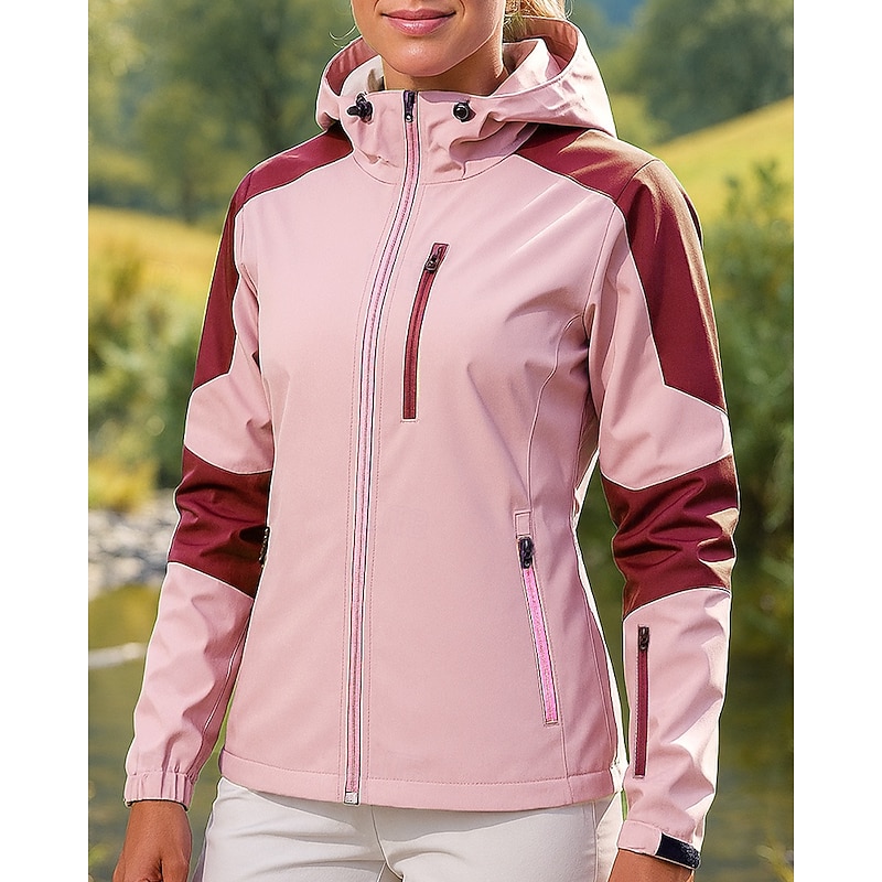 Women's Windbreaker Softshell Jacket Hiking Jacket Outdoor Waterproof Windproof Hiking Outfits Hiking Clothes Spring Autumn / Fall Top Fishing Camping / Hiking / Caving Running Patchwork Pink Blue4