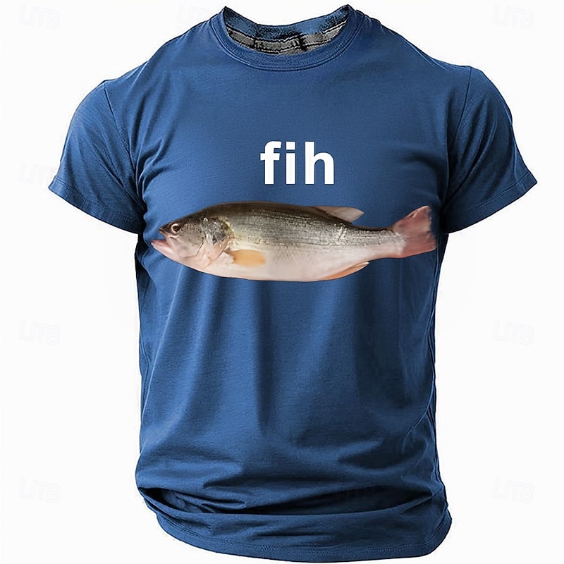 Men's Fish Funny T Shirt Short Sleeve T shirt 3D Print Crew Neck Shirt Fashion Daily Street Daily Black Red Blue Summer Spring Clothing Apparel S M L XL XXL XXXL
