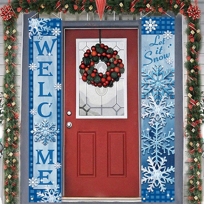 Christmas Hanging Banner, Holiday Couplets for Indoor Party Decoration, Festive Xmas Flag for Event, Seasonal Holiday Celebration Prop2