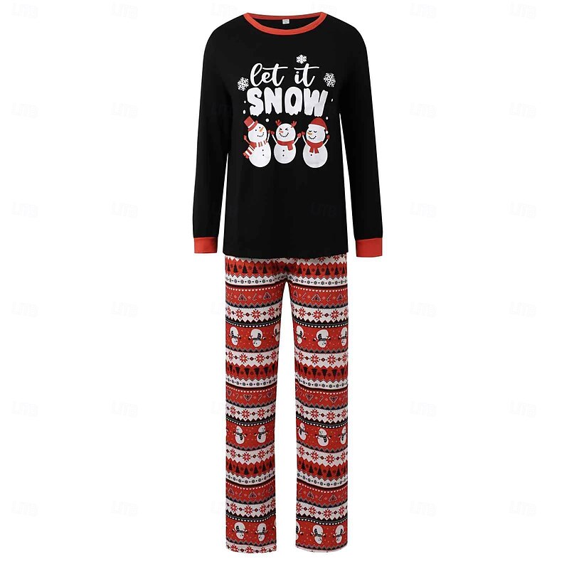 Snowman Family Christmas Pajamas Nightwear Men's Women's Boys' Girls' Family Matching Outfits Sweet Graphic Pattern Adults Kid's Christmas New Year Christmas Eve Home Wear Top Pants2