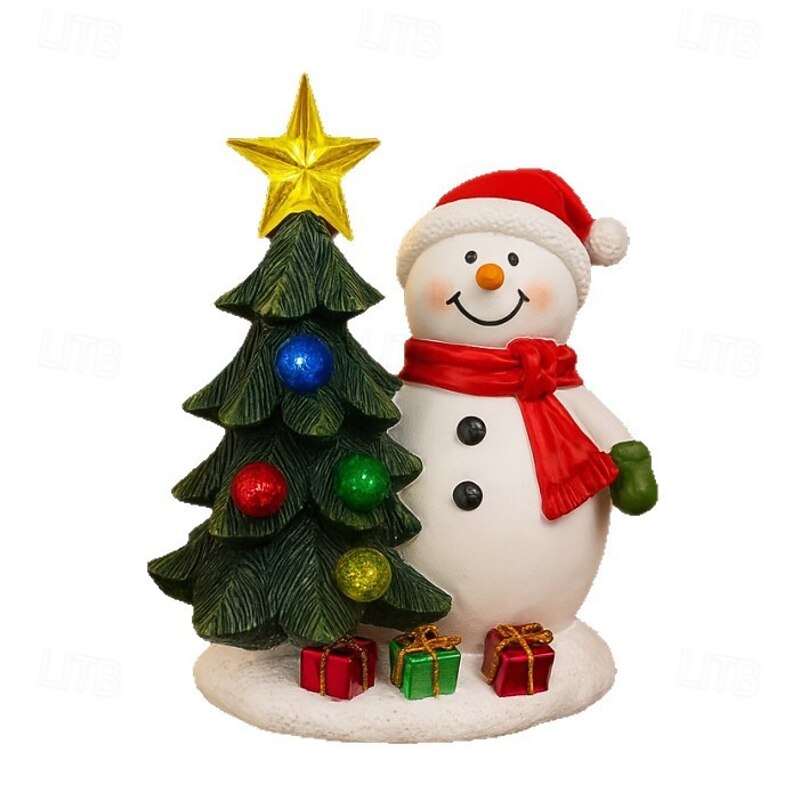 1 Pc 17CM/6.69Inch Outdoor Solar Waterproof Christmas Snowman Christmas Tree Desktop Decorative Light Pendant Light LED Colorful Light Party Festival Atmosphere Light3