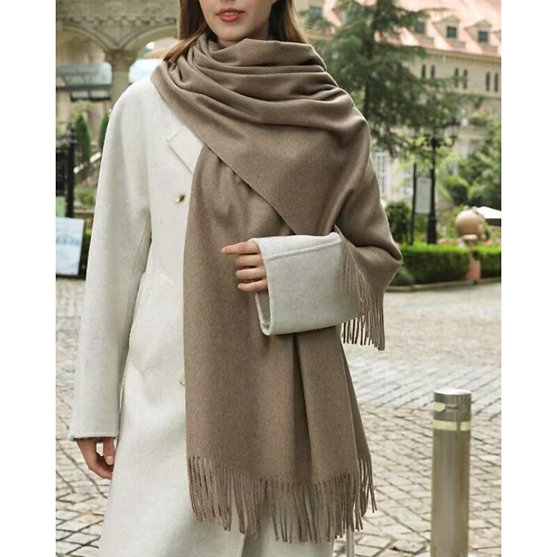 Women's Rectangle Scarf Infinity Scarf Street Daily Holiday Grey Camel Pink Scarf Pure Color4