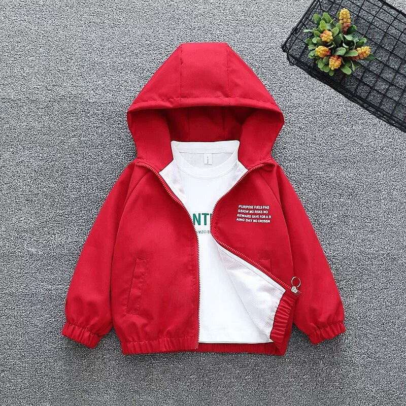 Kids Boys' Hiking Jacket Outdoor Jacket Outerwear Letter Long Sleeve Zipper Pocket Comfort Windproof Breathable Coat Outdoor Fashion Daily White+Black Rust Spring Fall 4 years+3