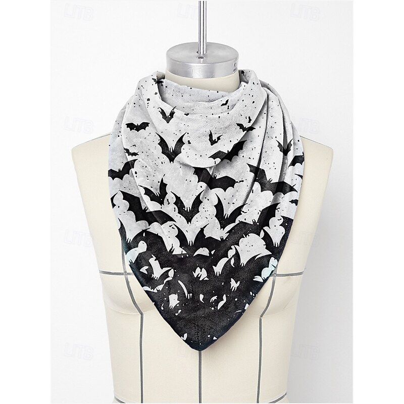 Women's Halloween Bandana Scarf - Spooky Bat, Skull and Spiderweb Print Triangle Neck Gaiter for Masquerade Parties and Everyday Casual Outdoor Wear4