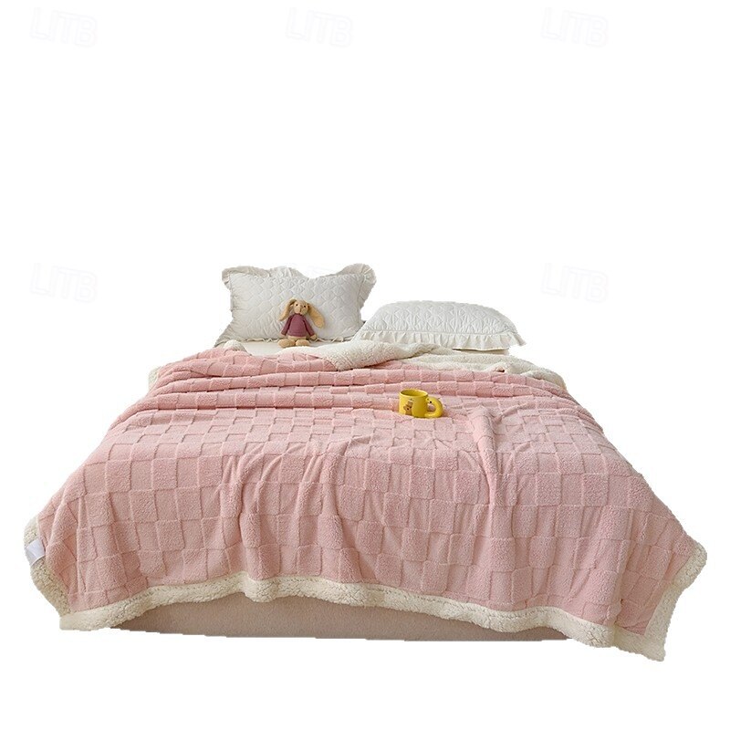 Taffy Plush Checkered Sherpa Blanket - Thick Multi-Purpose Cozy Throw for Office, Nap, and Home Use3