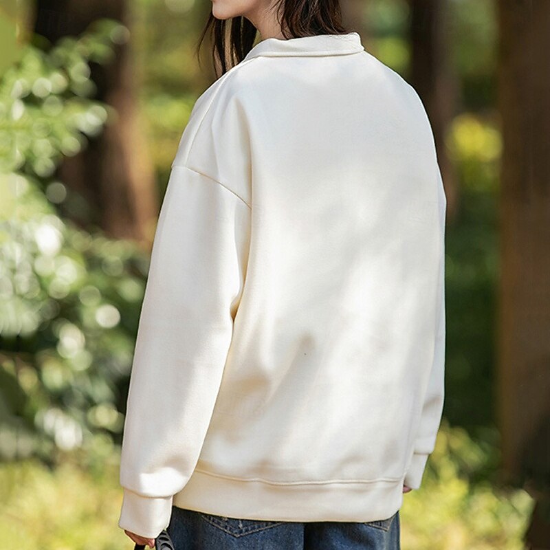 Women's Pullover Sweatshirts Zip Up Sweatshirts Plain Sports Fashion Casual Long Sleeve High Neck Regular Tops Street Dailywear Going out Half Zipper Quarter Zipper Zipper Beige Fall Winter3