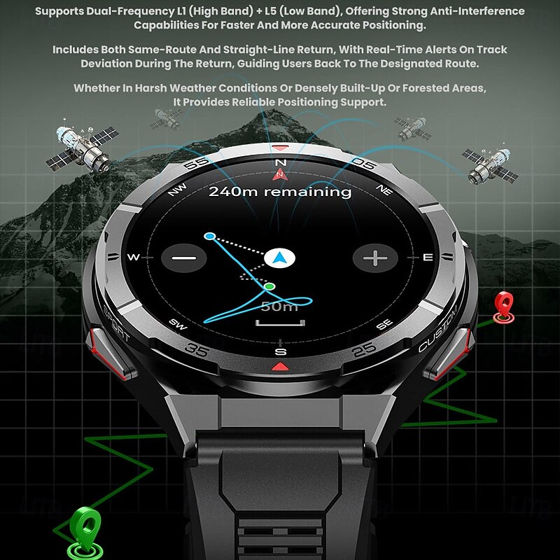 X28 Smart Watch 1.43 inch Smartwatch Fitness Running Watch Bluetooth Pedometer Call Reminder Activity Tracker Compatible with Android iOS Women Men GPS Long Standby Waterproof IP68 22mm Watch Case3