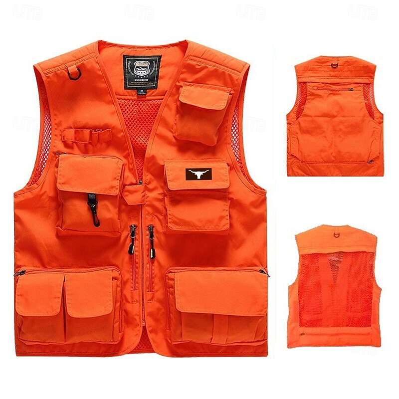 Men's Cow Print Vest Gilet Fishing Vest Tactical Practical Casual Photography Camping & Hiking Hunting Quick Dry Multiple Pockets Fishing Vest with Removable Mesh Back Fall Winter Collarless3