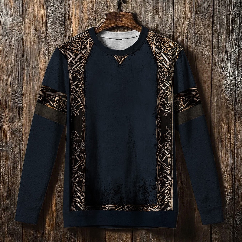 Men's Sweatshirt Black Navy Blue Brown Crew Neck Celtic Knot Print Casual Daily Holiday Vintage Viking Fall Winter Clothing Apparel Hoodies Sweatshirts3