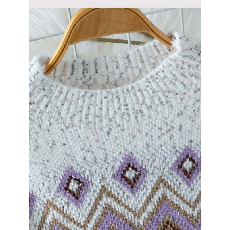 Women's Sweater Casual Soft Pure Color Ribbed Turtleneck Knitted Long Sleeve Regular Tops Knit Outdoor Daily Weekend White Fall Winter3