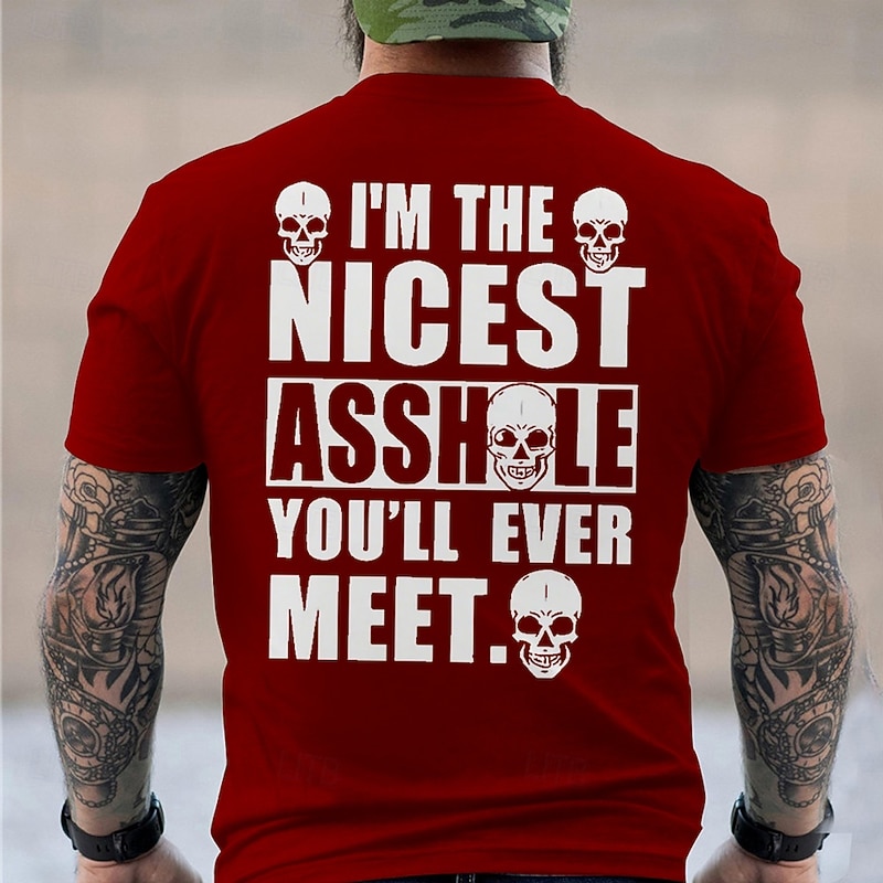 Men's Funny Slang Backprint T Shirt Short Sleeve T shirt 3D Print Crew Neck Shirt Fashion Daily Street Daily Black Red Blue Summer Spring Clothing Apparel S M L XL XXL XXXL