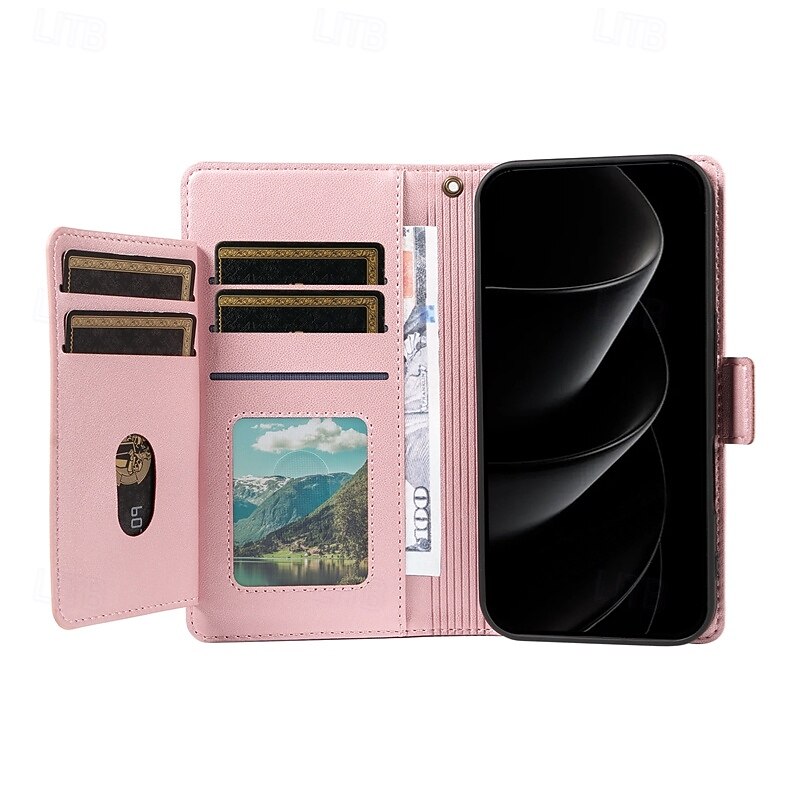 Phone Case For iPhone 17 Pro Max 17 Air 16 15 14 Pro Max Plus 13 Pro Max Wallet Case Full Body Protective with Lanyard Shockproof Retro PU Leather4