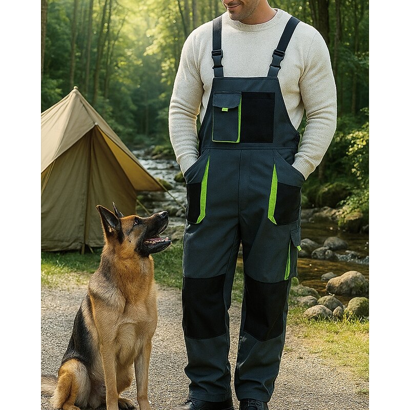 Men's Outdoor Bibs Fishing Bibs Summer Outdoor Regular Fit Waterproof Windproof Bottoms Pocket Black Green Camping / Hiking Running S M L XL XXL3
