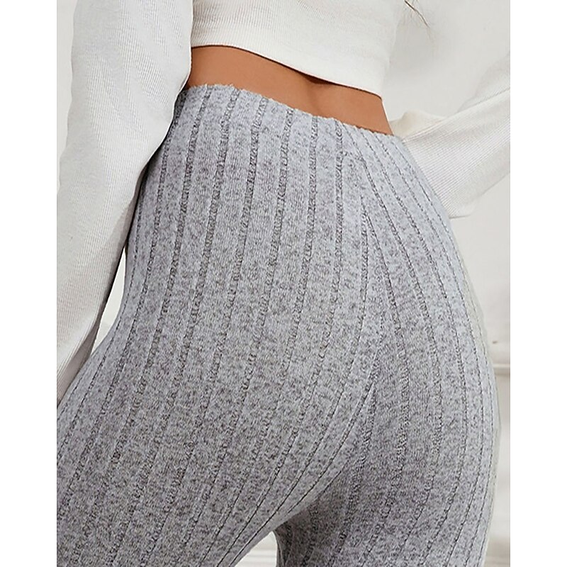 Women's Skinny Tights Tights Casual / Sporty Full Length Medium Waist Plain Drawstring Sporty Comfortable Stretchy Athletic Sports Grey Fall Winter Regular Fit4