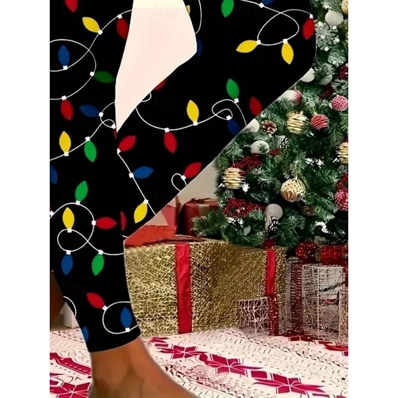 Women's Chinos Leggings Cozy Leggings Ethnic Style Casual Full Length High WaistPantsUgly Christmas Graphic Printing Thermal Warm Comfortable Stretchy Vacation Casual Daily Black Summer Spring Fall3