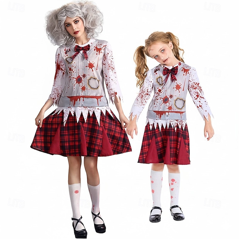Zombie Halloween Dress Fancy Costume Group & Family Halloween Costumes Horror Scary Cosplay Kid's Adults' Women's Girls' Halloween Carnival Performance Party Easy Halloween Costumes Dress Up