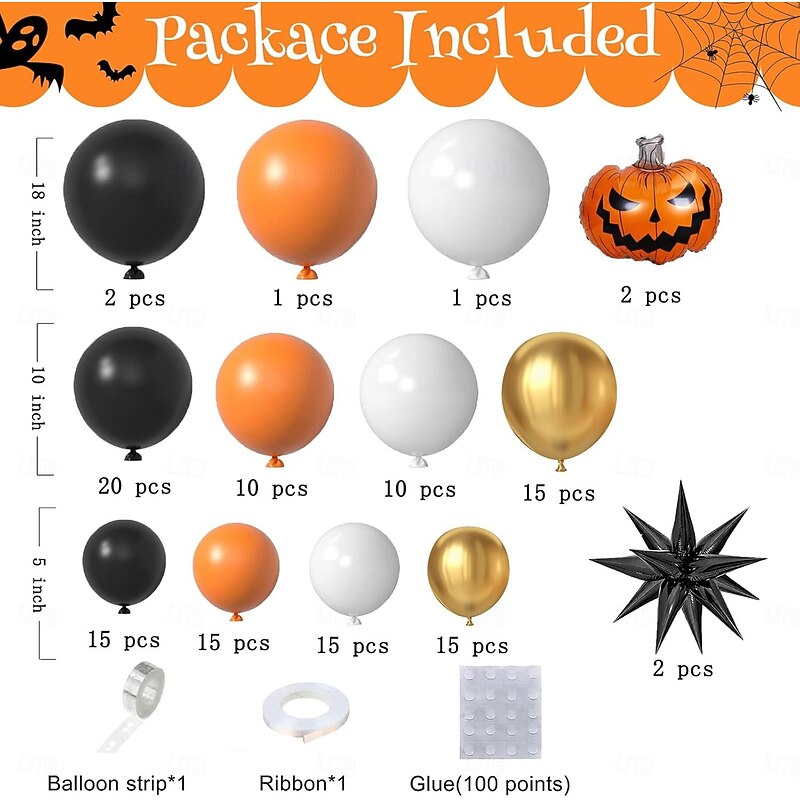 107pcs Halloween Balloon Arch Garland Kit - Black Orange Nude Latex Balloons Set with 3D Pumpkin Foil Eye Print Balloons for Halloween/Thanksgiving Day/Christmas Gift4
