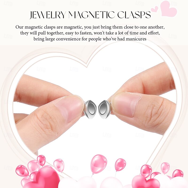 48 Pieces Heart Shaped Magnetic Clasps for Jewelry Gold Silver Bracelet Clasps Closures Magnetic Breakaway Converter for Bracelet Necklace DIY Making Wedding Jewelry Accessories4