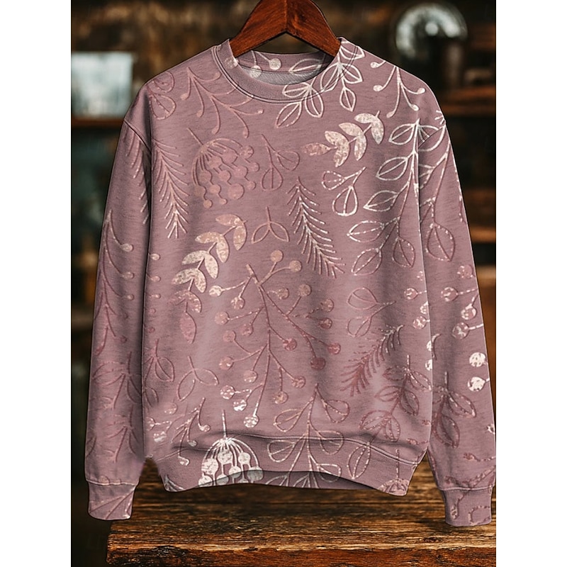 Women's Sweatshirts Graphic Geometric Vintage Casual Long Sleeve Crew Neck Regular Tops Street Dailywear Casual Print Pink Dark Pink Green Spring Fall Winter3