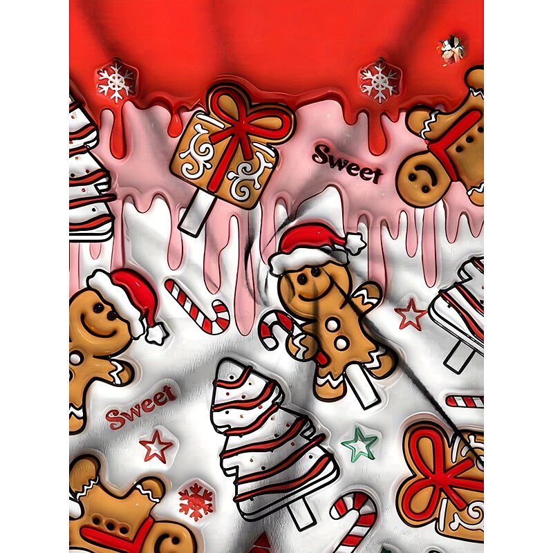 Christmas Women's T Shirt Graphic Christmas Vintage Fashion Stylish Long Sleeve Crew Neck Regular Tops Daily Weekend Print Red Fall Winter3