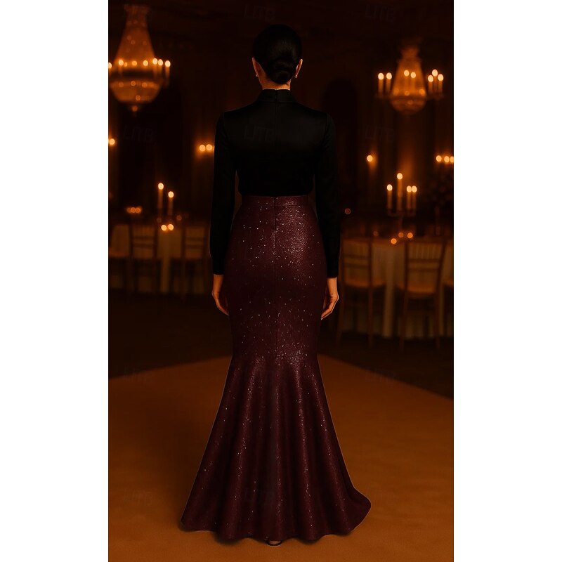 Mermaid / Trumpet Shirtdress Gown Elegant Formal Dress Formal Wedding Floor Length Sleeveless High Neck Stretch Satin with Bow(s) Sequin 20253