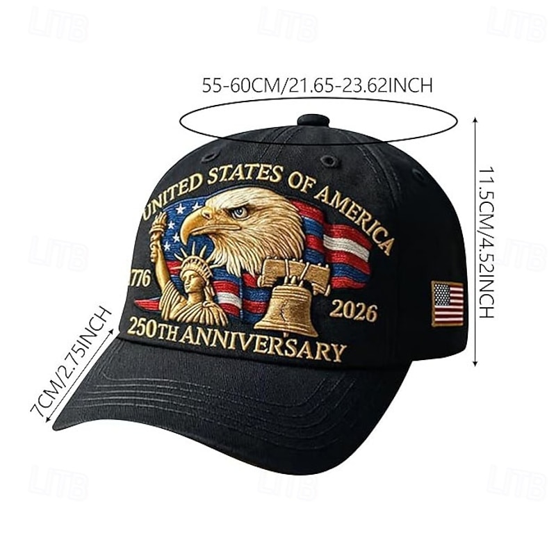 United States 250th Anniversary Hat Bald Eagle Heat Transfer Printing Patriotic Baseball Cap Adjustable Retro Patriotic Cap for Men Women4