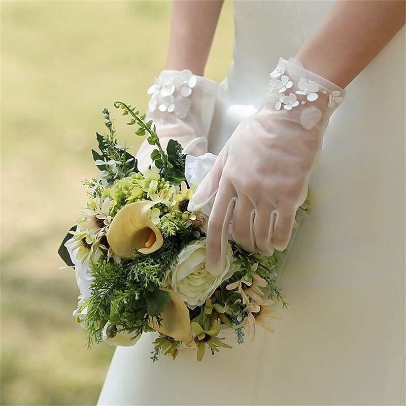 Tulle Wrist Length Glove Elegant / Stylish / Vintage Style With Pure Color Wedding / Party Glove2