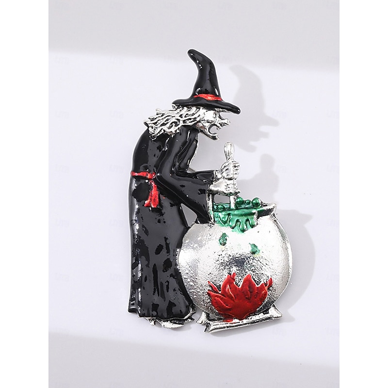 Women's Halloween Witch Cauldron Brooch Pin with Enamel Design, Festive Costume Jewelry Accessory for Party and Holiday Outfits2