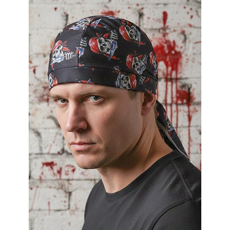 Men's Halloween Skull Bandana Pirate Headscarf – Gothic Durag Head Wrap for Costume Party, Cosplay and Night Out2