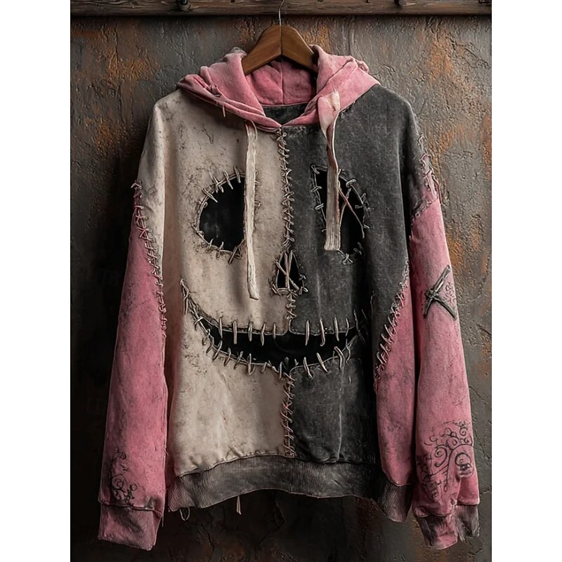 Halloween Women's Pullover Hoodie Sweatshirt Monster Graphic Witch Vintage Fashion Western Long Sleeve Hooded Street Dailywear Holiday Print Front Pocket Black Pink Purple Orange Green Fall