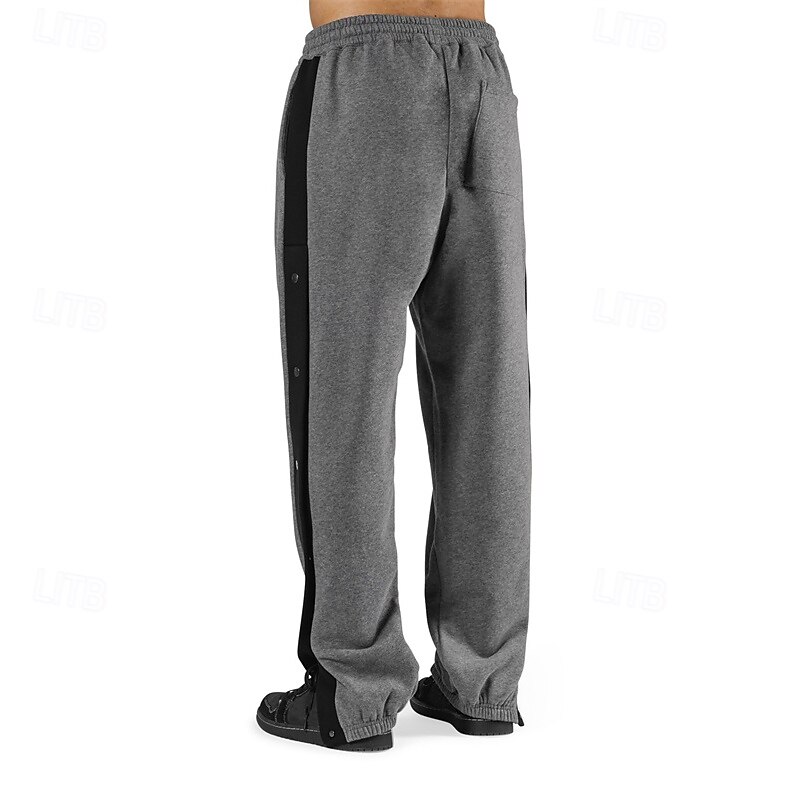 Men's Sweatpants Tear Away Pants Trousers Drawstring Pocket Elastic Waist Color Block Comfort Sports Outdoor Daily Fashion Casual Black Light Grey Micro-elastic3