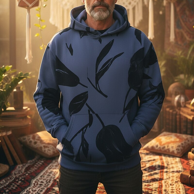 Men's Boho Paisley Damask Flower / Floral Hoodie Fashion Daily Hooded Vacation Party Streetwear Pink Blue Printing Fall Winter Designer4