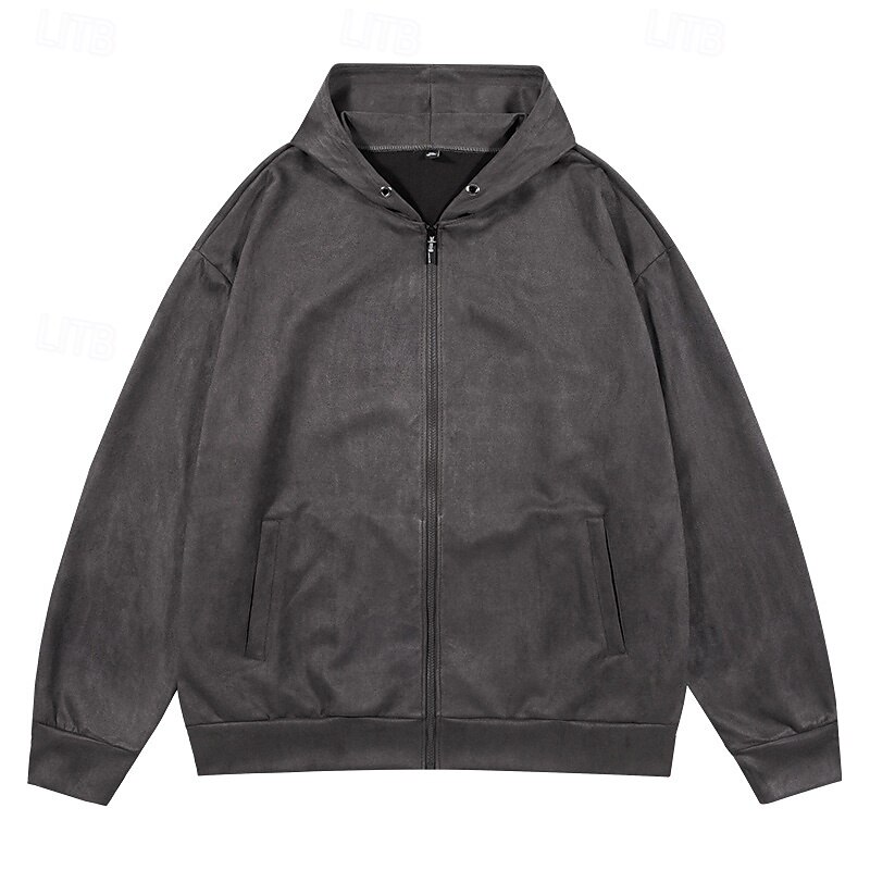 Men's Hoodie Full Zip Hoodie Apricot Black Light Grey Dark Gray Coffee Hooded Plain Zip Up Pocket Sports & Outdoor Casual Daily Streetwear Cool Sportswear Spring &  Fall Clothing Apparel Hoodies4