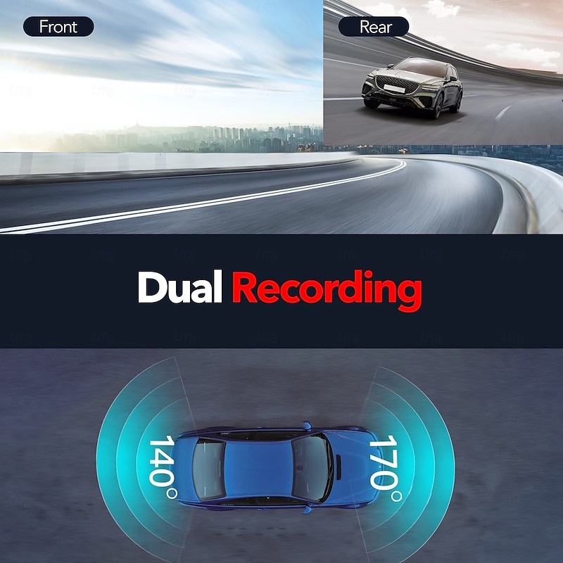 HD 4K front camera 1080P rear camera dashcam with WiFi mobile connectivity and 1.5 inch IPS screen for loop recording.3