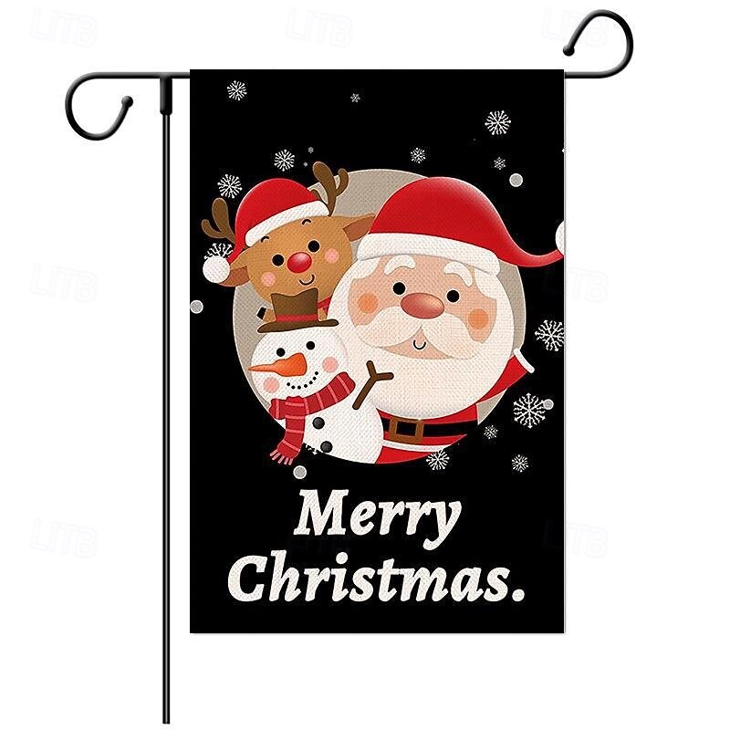 Christmas Garden Flag, Linen Double-Sided Digital Print Yard Banner, Outdoor Holiday Decoration for Lawn, Porch, and Garden3