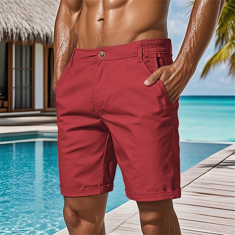 Men's Dress Shorts Work Shorts Golf Shorts Pocket Plain Comfort Knee Length Casual Daily Casual Black White2