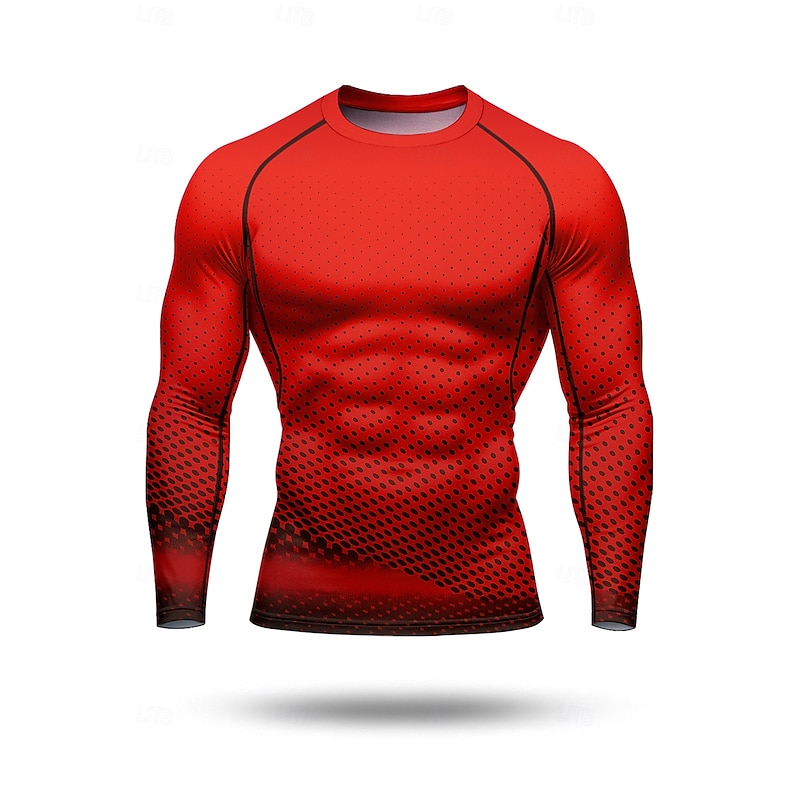 Christmas Men's Running T-Shirt Compression Shirt Running Shirt 3D Print Long Sleeve Base Layer Color Gradient Quick Dry Compression Power Flex Moisture Wicking Gym Workout Active Training Exercise3